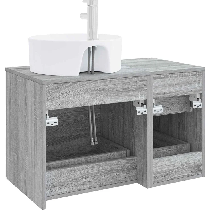 vidaXL Badezimmerschrank-Set 2 stk. Grau Sonoma 79,5 x 44,5 x 82 cm 3403989 – Bild 5