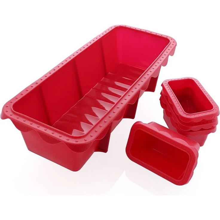 Coolinato Backform Coolinato Silikon Kastenform Set 5tlg, ROT, inkl. Rezepte – Bild 5