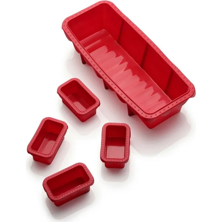 Coolinato Backform Coolinato Silikon Kastenform Set 5tlg, ROT, inkl. Rezepte