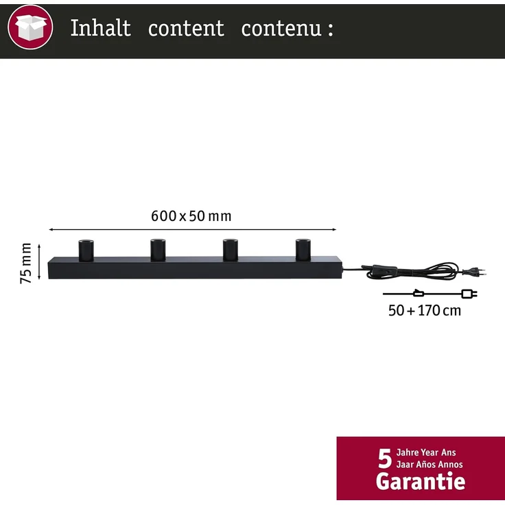 Paulmann 80101 Spiegelleuchte Regula II Stecker 4-flammig E14 Schwarz IP44 – Bild 4