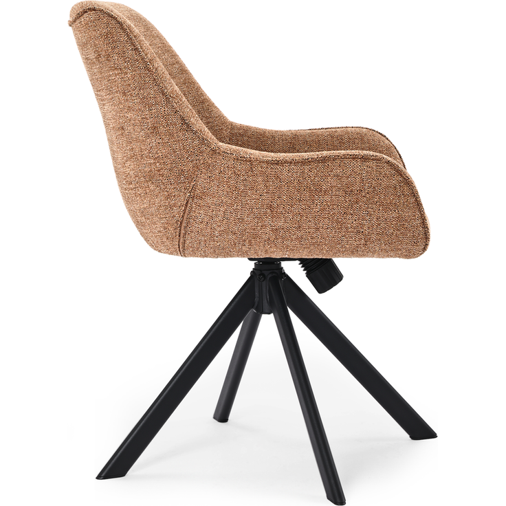 GOEURVANT 2178 Esszimmerstühle 6er-Set mit Armlehnen, 360° Drehbar, Wippfunktion, Chenille - Orange – Bild 4