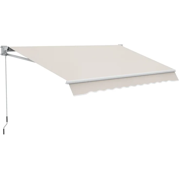 Manuell bedienbares Wandrollo aus Aluminium und UV50+ Polyester, für den Außenbereich, mit Kurbelgriff, 200 x 250 cm, cremeweiß