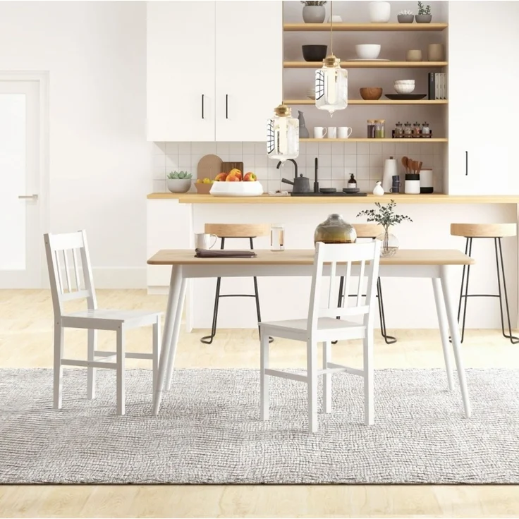 Esszimmerstühle 2er-Set aus massivem Kiefernholz, 41x46,5x85,5 cm, Weiß – Bild 2