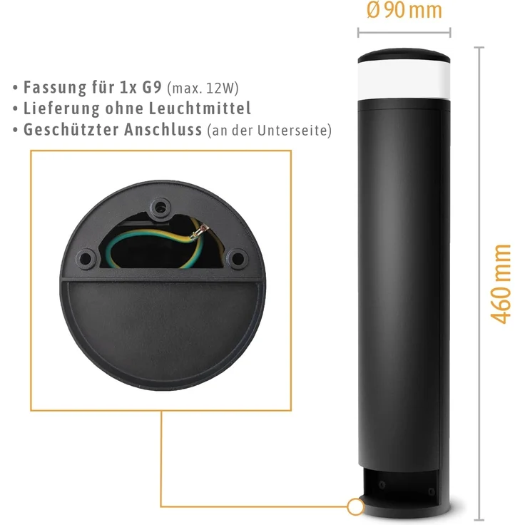 SSC-LUXon LED Gartenstrahler PALISO Energiesaeule mit Licht und 2 Steckdosen fuer Aussen - schwarz – Bild 6