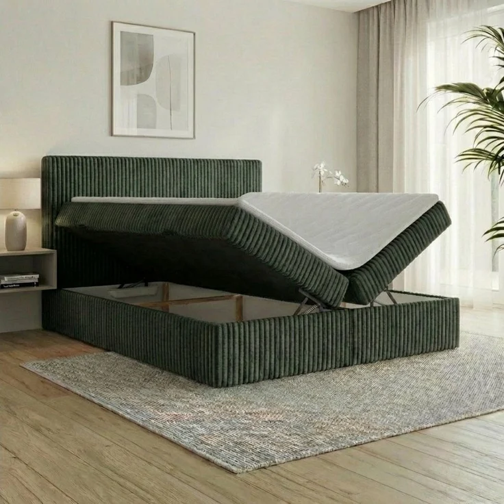 A&J MöbelLand GmbH Boxspringbett RALF mit Bettkasten, Topper und gepolstertem Kopfteil. (Boxspringbett mit Bettkasten und gepolstertem Kopfteil) – Bild 2
