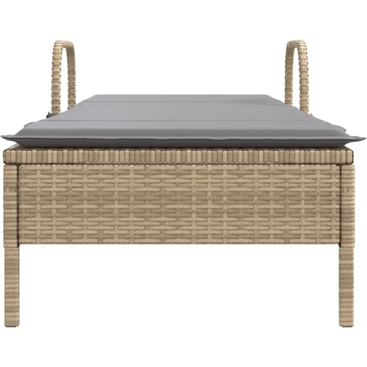 vidaXL Sonnenliege mit Rollen und Auflage Beige Poly Rattan 368311 – Bild 9