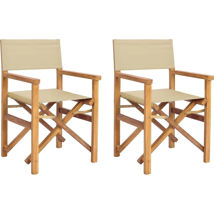 vidaXL Regiestuhl 2 stk. Braun und Beige Massives Teakholz 42032679 – Bild 2