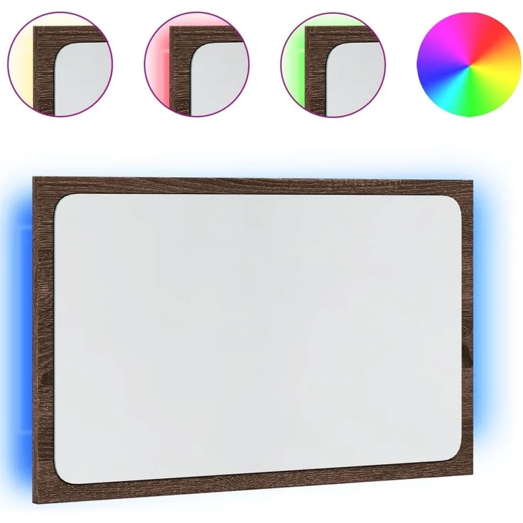 vidaXL LED-Badspiegel Braun Eichen-Optik 60x8,5x38 cm Holzwerkstoff 834929 – Bild 1