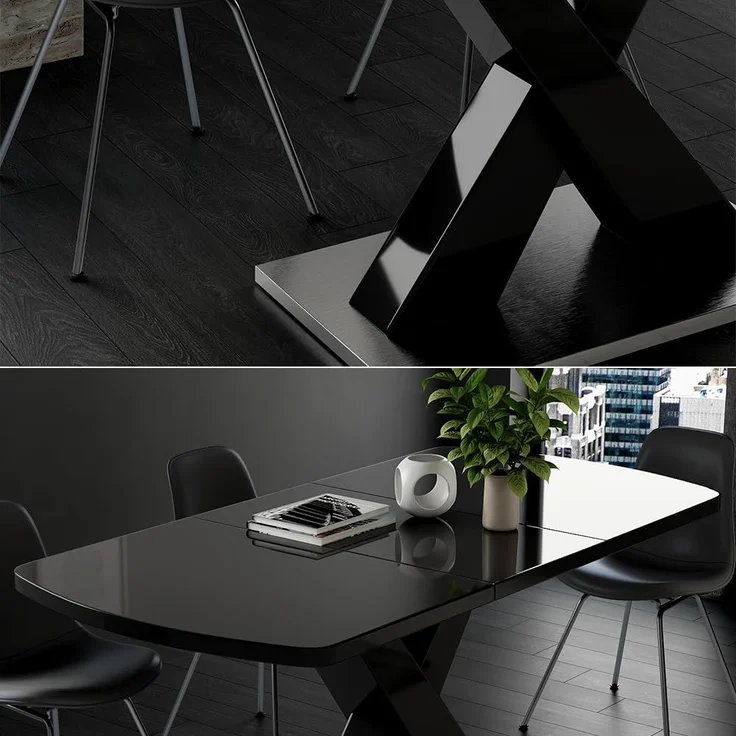 Esstisch Chinto Schwarz 120 x 80 cm ausziehbar Vicco – Bild 5
