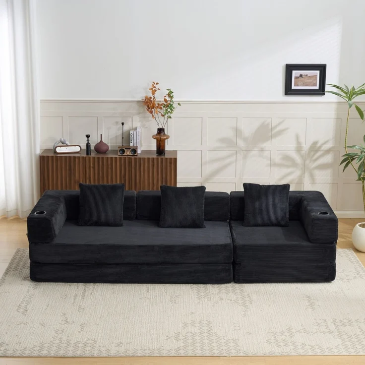 ZUBALIYA Sofa mit Cordbezug, für Wohnzimmer und Apartments, mit stabilem Untergestell, für den täglichen Gebrauch – Bild 15