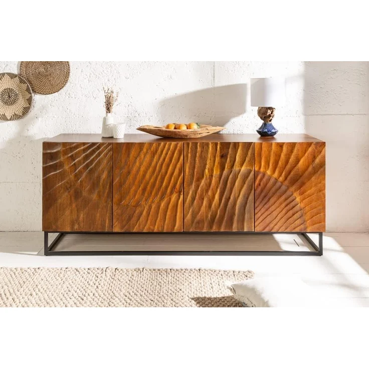riess-ambiente Sideboard SCORPION 180cm braun / schwarz (Einzelartikel, 1 St), Massivholz · Metall · Kommode · 3D Schnitzereien · Wohnzimmer – Bild 4