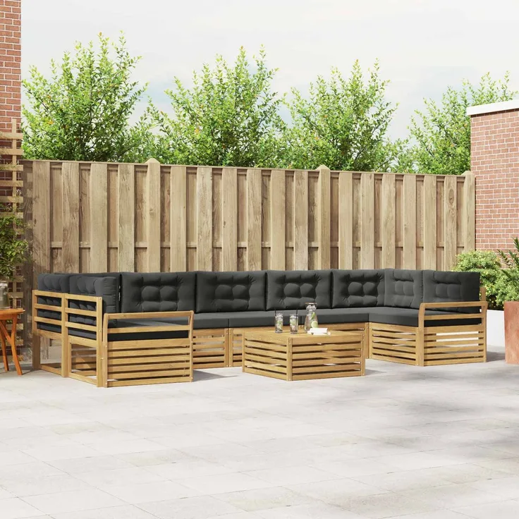 vidaXL Outdoor-Sofagarnitur 8 stk. 7-Sitzer Weiß und Anthrazit 3390207