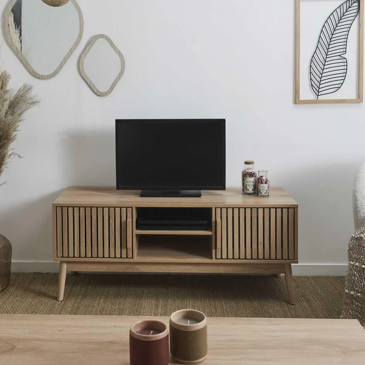 HOME DECO FACTORY, HD0088, Niedriges TV-Gerät, Modell Klaus, Natural Crush Collection, Zeitgenössische Möbel, Möbel, TV-Gerät, 117 x 48 x 40 cm, Braun – Bild 7