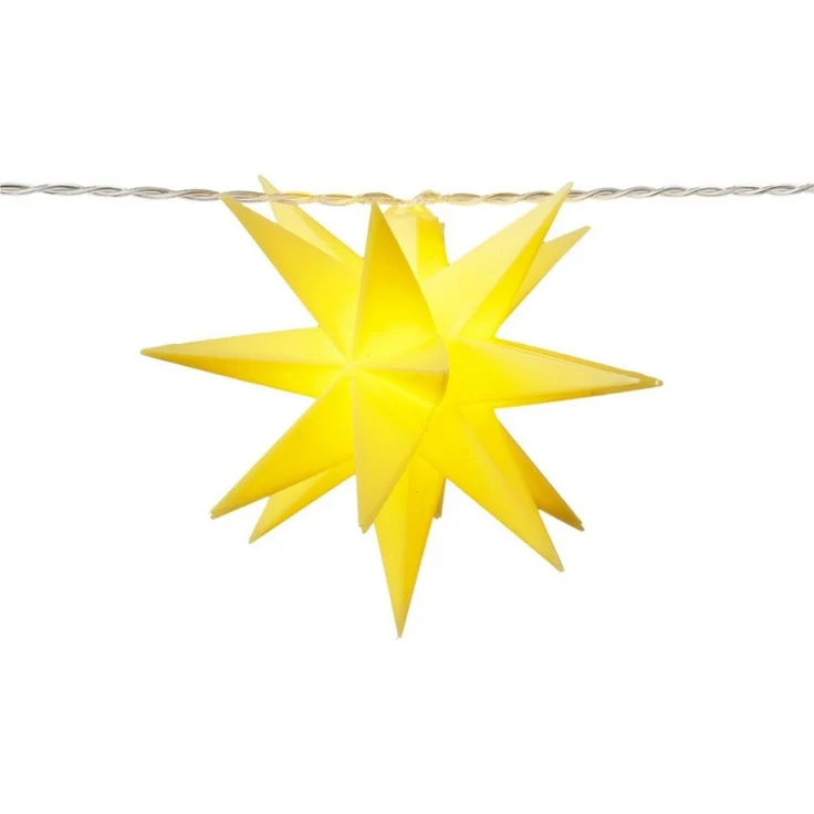 Bonetti 3D Leuchtstern inkl. warm-weißer LED Beleuchtung | für Innen und Außen geeignet | hängend | 7,5 m Zuleitung (gelb, Stern-Lichterkette (batteriebetrieben)) – Bild 2