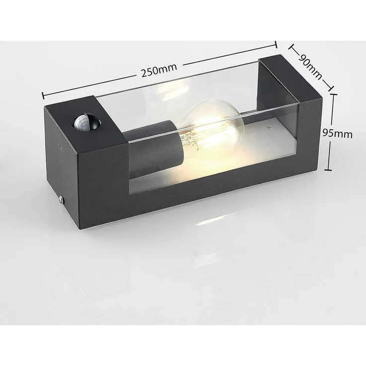 Lindby Außen-Wandleuchte Tilian, Edelstahl Alu IP44mit Bewegungsmelder, 1 x 15 W LED – Bild 4