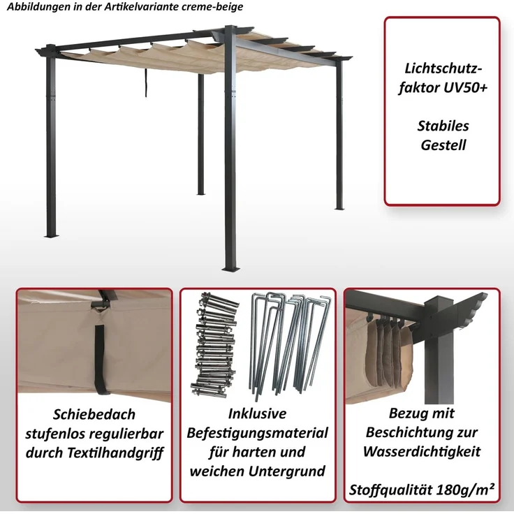 Mendler 'HWC-N93' Pergola, Aluminium grau, 3 x 4 m – Bild 2
