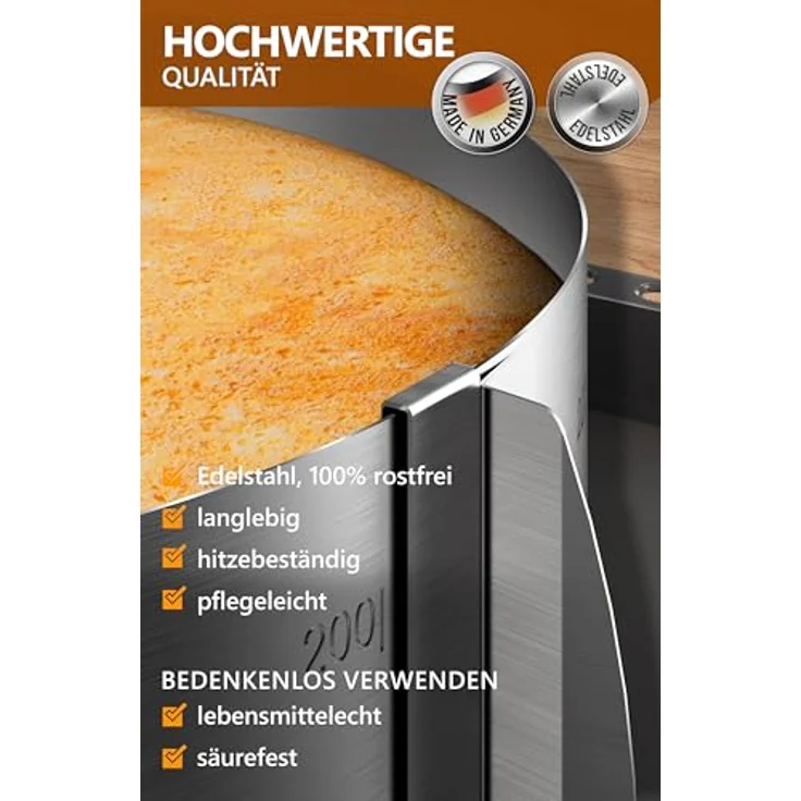 4smile Tortenring verstellbar hoch 8,5 cm - Edelstahl Backring Ø 16-30 cm, stabile Tortenform - Kuchenring rund verstellbar, Backrahmen rund zum Backen und Dekorieren – Bild 5