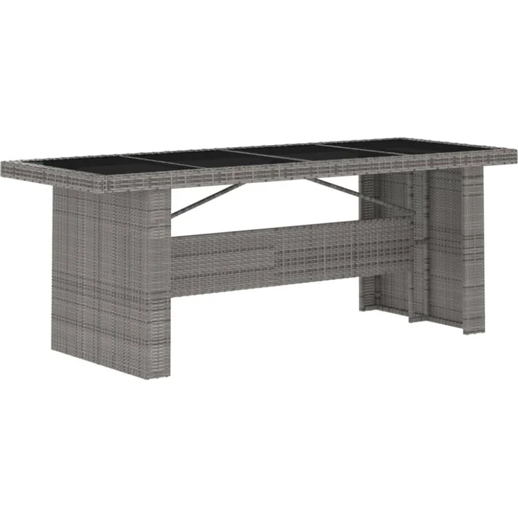 vidaXL 7-tlg. Garten-Essgruppe mit Kissen Poly Rattan Grau 3059344 – Bild 6