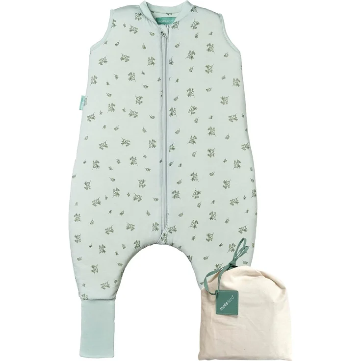 molis&co - Baby Schlafsack mit Füßen und Socke - Ideal für den Winter - Babyschlafsack mit Beinen 2,5 tog - 100% Baumwolle (Oeko-TEX 100), Premium Qualität - Botany Green (70 cm)