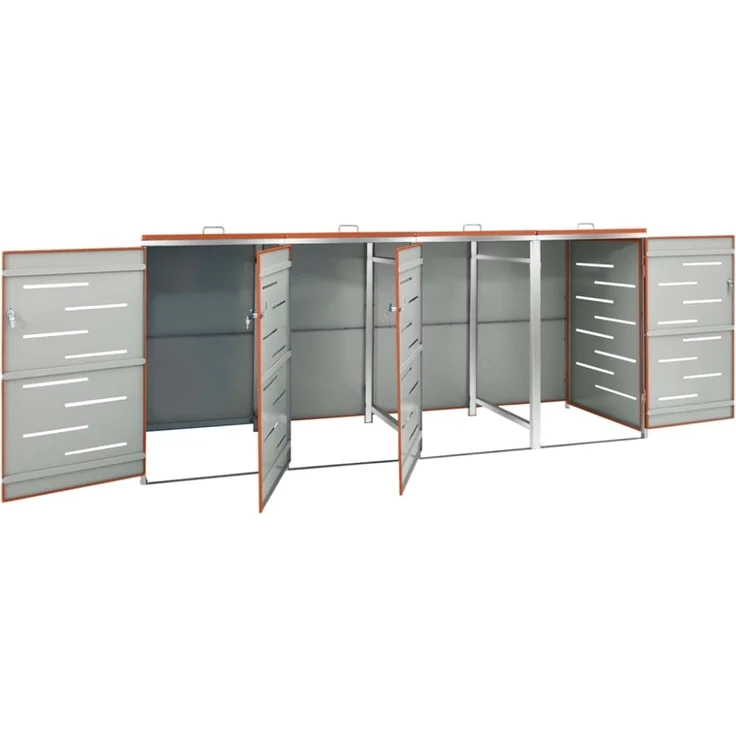 vidaXL Mülltonnenbox für 4 Tonnen 276,5x77,5x112,5 cm Edelstahl 149565 – Bild 5