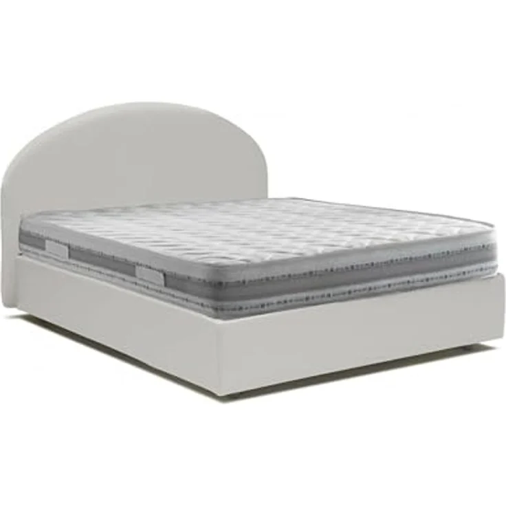 Talamo Italia - Doppelbett Sofia, Bettkasten mit Kunstlederbezug, 100 % Made in Italy, Öffnung vorne, inklusive Matratze 160x200 cm, Weiß – Bild 3