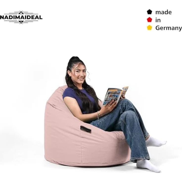 Nadimaideal Sitzsack Tropfenform Kastanie | Bodenkissen für Kinder & Erwachsene | Indoor & Outdoor | Gaming Sitzsack - Sitzkissen - Beanbag | Füllung EPS Perlen (Puderrosa, XXL-Durchmesser 88 cm) – Bild 7