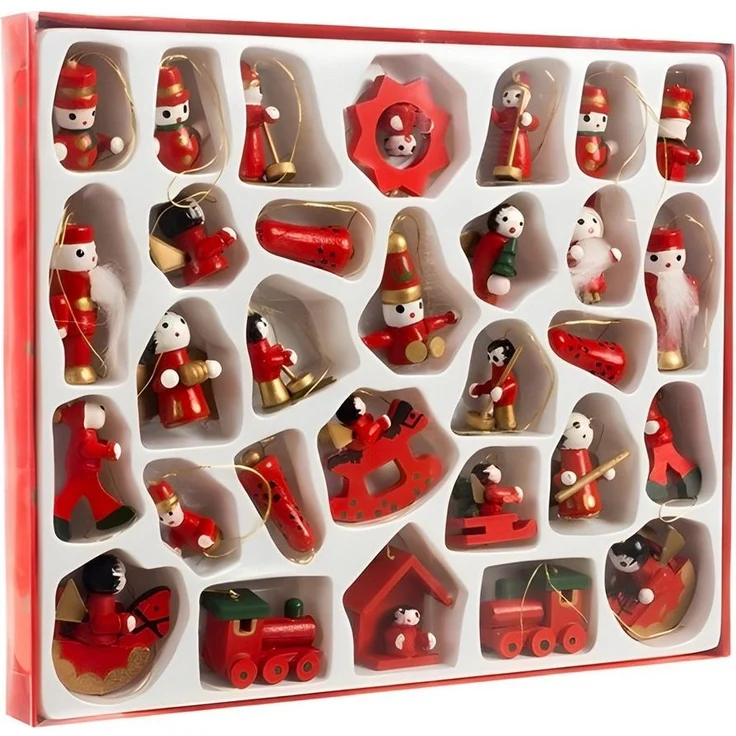 Ruhhy Weihnachtsbaumkugel Holzanhänger Weihnachtsdeko Weihnachts Anhänger (30 St), Leicht, bruchsicher, 30-teilig, verschiedene Weihnachtsmotive – Bild 5