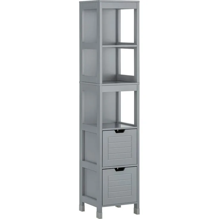 SoBuy FRG126-SG Badezimmer-Hochschrank, MDF, Lackiert, Grau, 30 x 144 x 30 cm