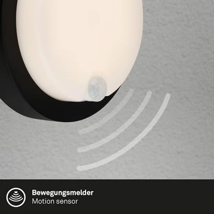 BRILONER – Außenlampe mit Bewegungsmelder, Wandlampe mit Akku, Wandleuchte ohne Stromanschluss, Aussenlampe Wand, Akku Lampe, Warmweiße Lichtfarbe, Outdoor Lampe, 170x55 mm (DxH), Schwarz – Bild 5