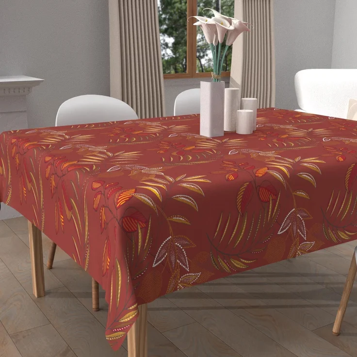 Soleil d'ocre Tischdecke, Bedruckt, schmutzabweisend, quadratisch, 180x180 cm, Flores