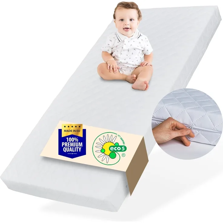 Kids Collective Babymatratze 70x140 cm mit waschbarem Bezug | 10 cm hoch hochwertige Kaltschaum-Matratze für Babybett Gitterbett | Made in EU
