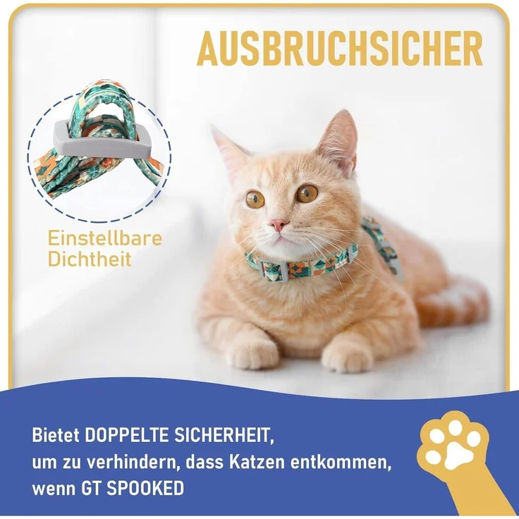 Supet Katzen Geschirr Leine Ausbruchsicher Katzenweste Gehen Kätzchengeschirr M – Bild 2