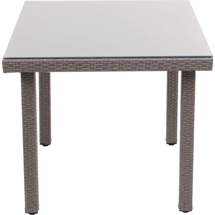 Poly-Rattan Gartentisch Cava, Esstisch Beistelltisch Tisch mit Glasplatte, 80x80cm ~ grau – Bild 5