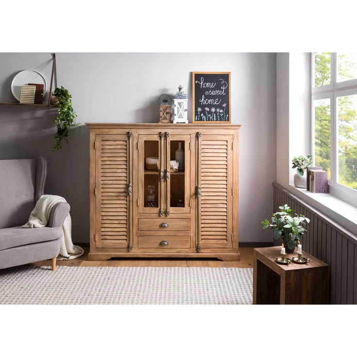 Highboard Mango 160x45x142 beige geölt TOULOUSE #15 – Bild 9