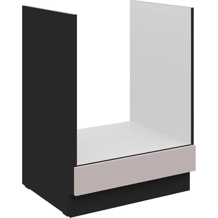 Küchen Herdunterschrank 60 cm Küche ARONA Kaschmir beige matt + Schwarz matt Küchenzeile Küchenblock Küche Einbauküche – Bild 1