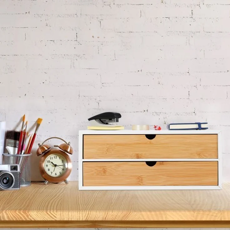 Schubladenbox Bambus & MDF 2 Fächer – Bild 2