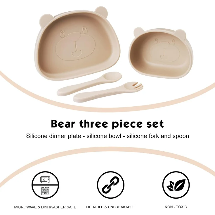 ABC Babygeschirr-Set, 4-teiliges Babygeschirr-Set, Baby-Essgeschirr-Set, Baby-Saugnapfschale, Babygeschirr, BPA-frei, spülmaschinen- und mikrowellengeeignet – Bild 2