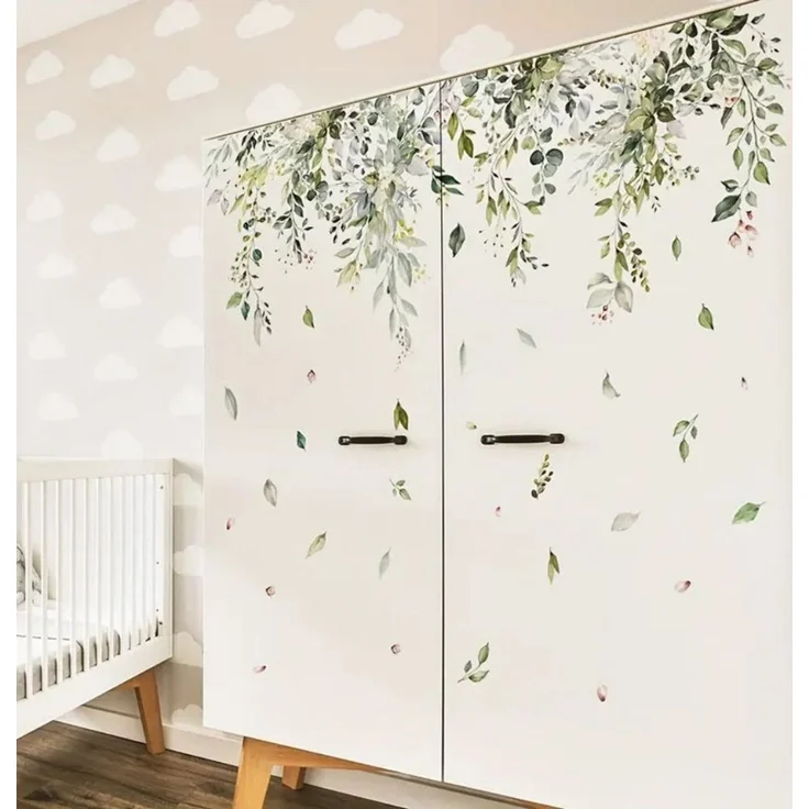 Montegoni Wandsticker Wandtattoo Blätter & Ranken 90×30 cm – Natur Design fürs Zuhause (Set, 1 Bogen Wandtattoo (30×90 cm), Flexible Anordnung, Vielseitig einsetzbar – Bild 2