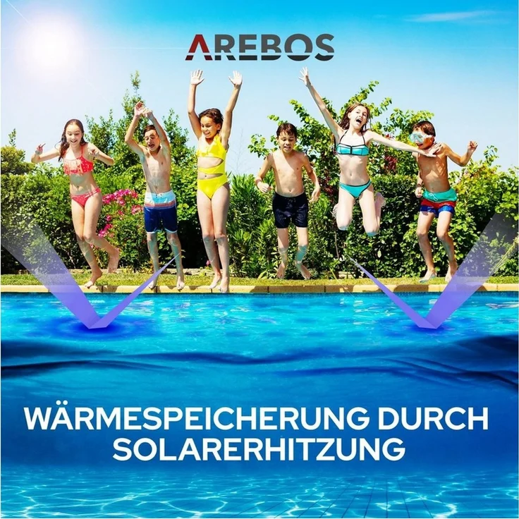 Arebos Solarabdeckplane Wärmeplane Solarfolie Solarplane Solarheizung Pool Heizung (Stück, Blau), Lässt sich auf die gewünschte Größe zuschneiden – Bild 2
