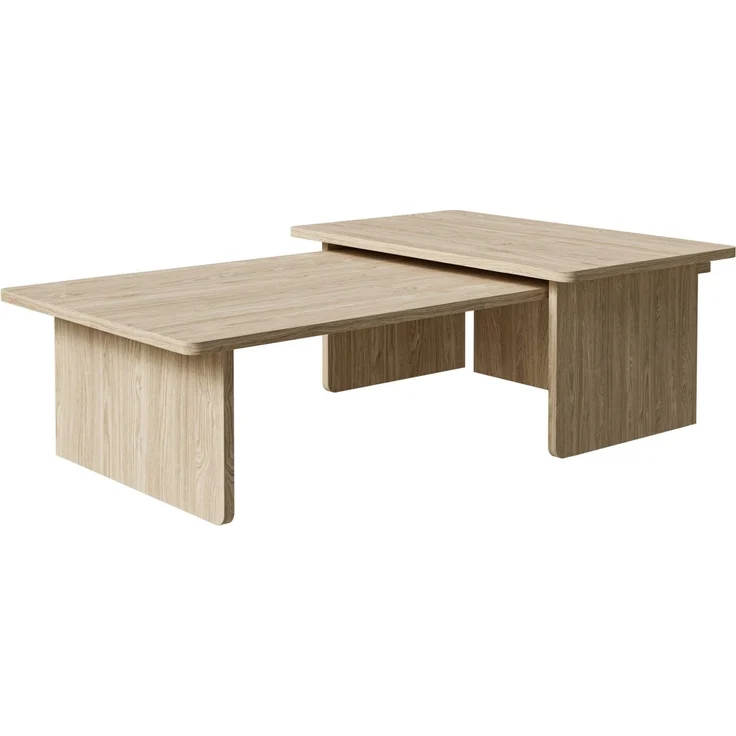 Selsey 'Usalo' Couchtisch 2er-Set, Holzoptik Eiche, 140 x 90 / 90 x 55 cm – Bild 1