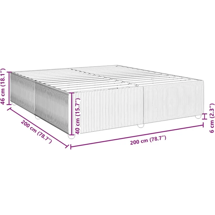 vidaXL Bettgestell ohne Matratze Hellgrau 200x200 cm Samt 3285030 – Bild 9