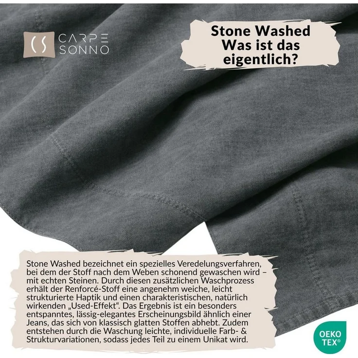Carpe Sonno Gardine Schlaufenschal blickdicht 145x250 cm 100% Baumwolle Schlaufengardine (1 St), Schlaufen, blickdicht, Baumwolle, Moderne Schiebegardinen für Wohnzimmer Schlafzimmer - Anthrazit – Bild 4
