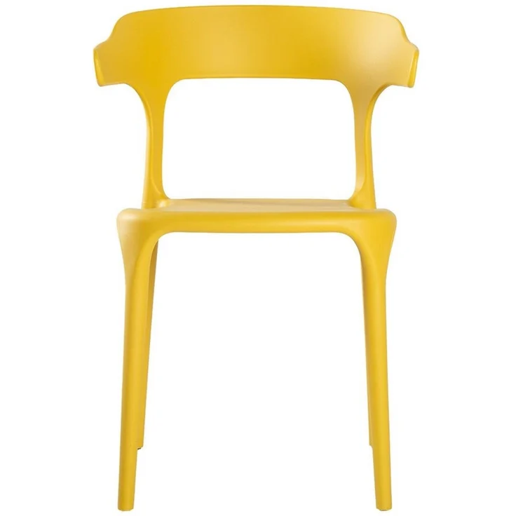 Lüllmann Besucherstuhl Stapelbarer Designstuhl mit Armlehnen, Farbe sonnengelb (1, 1 St), Designerstuhl aus Kunststoff, robust, pflegeleicht – Bild 3