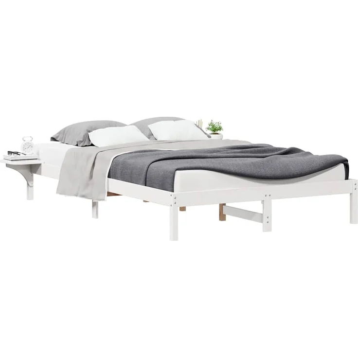 vidaXL Bettgestell mit Nachttischen Weiß 140 x 210 cm 873227 – Bild 2