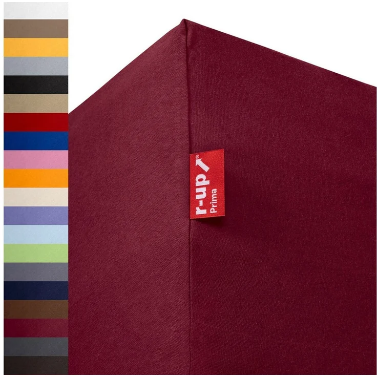 r-up Prima Spannbettlaken 90x200-100x220 bis 35cm Höhe bordeauxrot 97% Baumwolle / 3% Elasthan 160g/m² – Bild 1