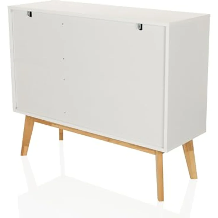 hjh LIVING Kommode mit 3 Schubladen, 2 Türen TAROLO I Sideboard im skandinavischen Stil, Soft-Close, griffloses Design, Schrank mit Holzbeinen, Weiß – Bild 9