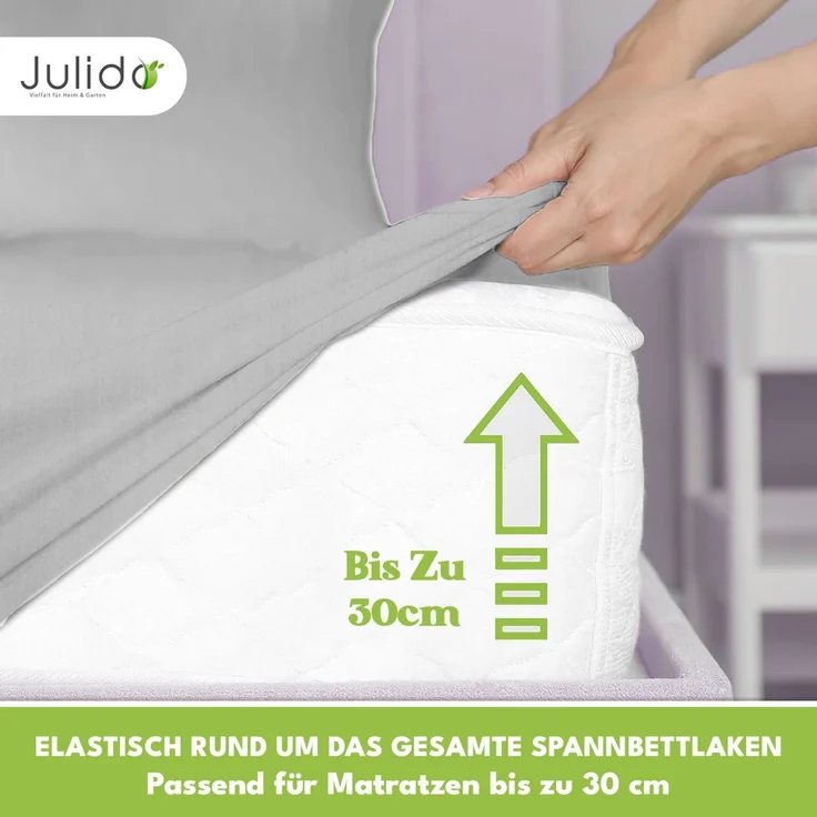 Jersey-Spannbettlaken für Kinder 70x140 cm hautfreundlich atmungsaktiv grau – Bild 2