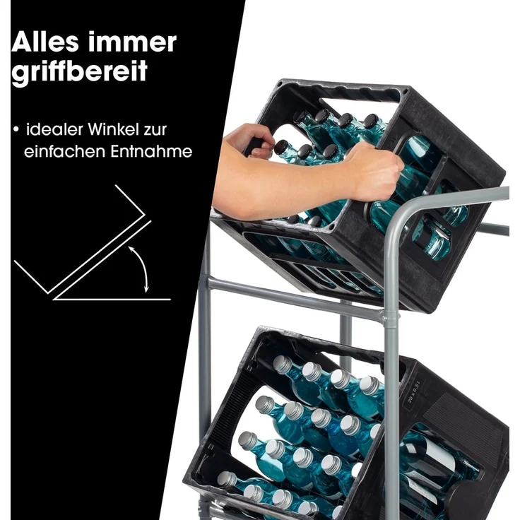 EASYmaxx Getränkekisten-Regal 110x50x33cm silber Metall 2er-Set für 3 Kisten – Bild 5
