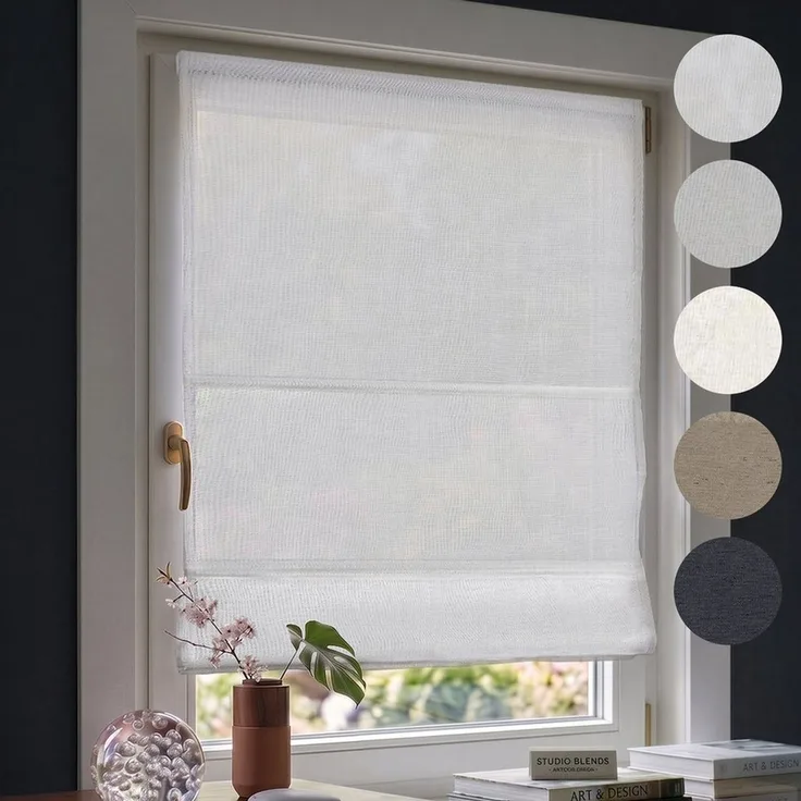 Victoria M. Raffrollo Ivora Premium Raffrollo 40x130cm Weiß Blickdicht, mit Faltenband, mit Bohren, freihängend, Abnehmbarer Stoff mit OEKO-TEX® Zertifizierung
