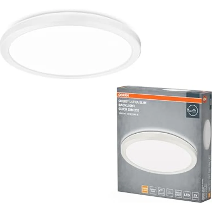 Osram ORBIS Ultra Slim Deckenleuchte 235mm, weiß, 15W, 1640lm, homogenes, warmweißes Licht (3000K) + Hintergrundlicht, dreistufige Dimmbarkeit über Wandschalter, ultraflach, Schutzklasse IP20 – Bild 4